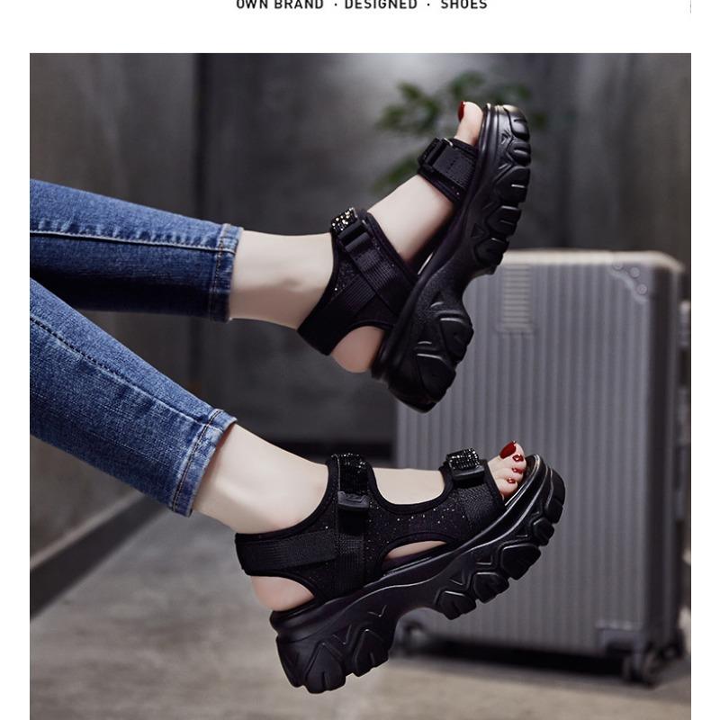 Ladies Muffin Platform Rhinestone Sandals