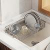 Стойка для сушки посуды из нержавеющей стали 304, телескопическая кухонная стойка для хранения посуды, фильтр, полка для раковины для мытья, сушилка