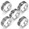 1Pcs Retro Style Titanium Steel Ring Fashion Engraved Greased Men's Ring