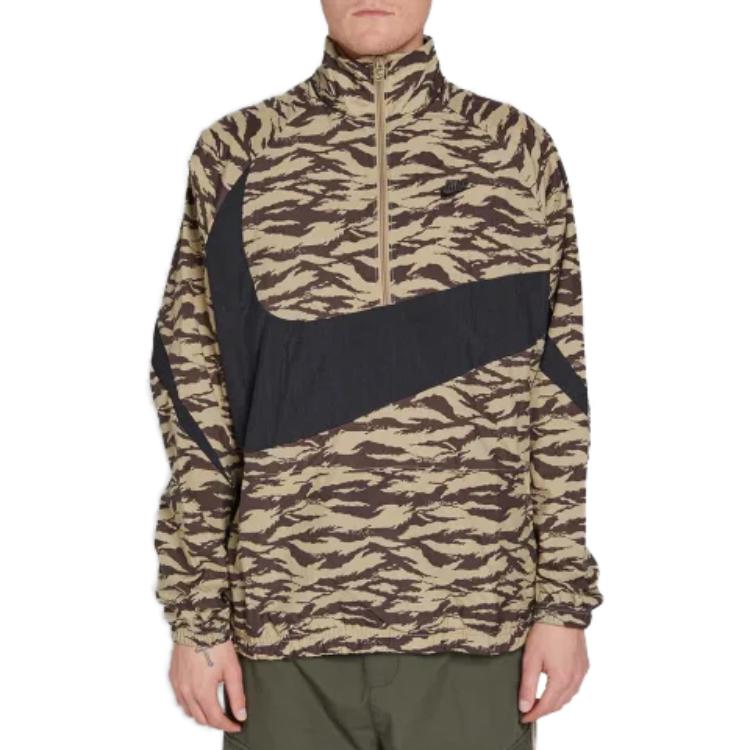 Nike Куртка с длинным рукавом и воротником-стойкой с логотипом Мужские куртки Коричневые AO0862-235