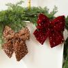 Christmas Bow Red Green Ribbon Bow Xmas Tree Decor Sequined Bow for Windows Doors Gift Wrapping Festive Holiday Decor