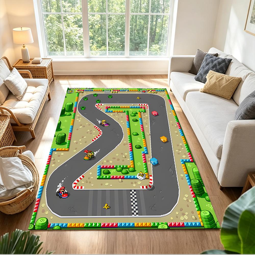 Racing Game Track Adventure Non-Slip Home Carpet Design for Office Decor Living Room Bedroom Gift