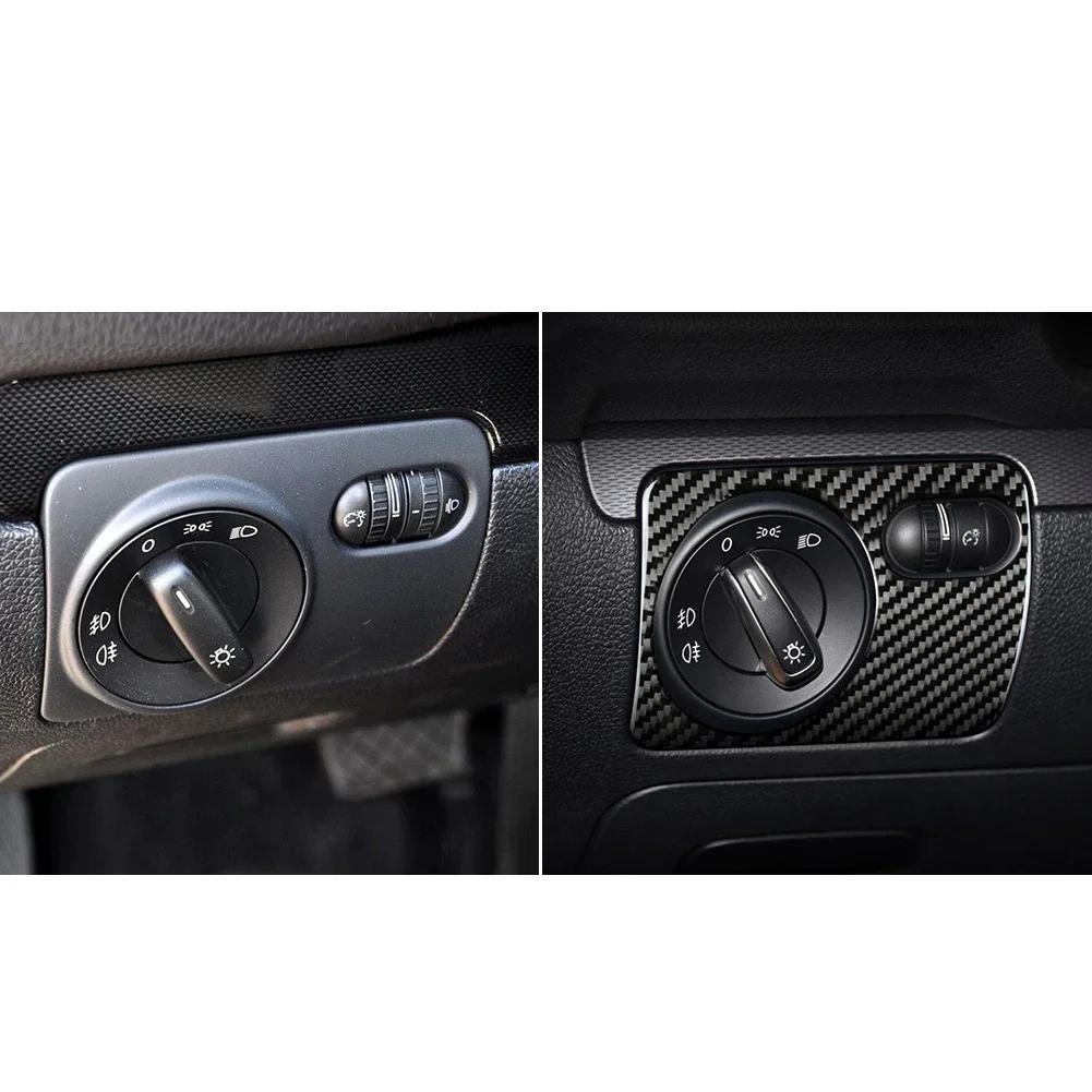 Наклейка на рамку переключателя фар автомобиля из углеродного волокна, устойчивая к царапинам, простая в установке, для VW Golf 6 R MK6 Scirocco 09-16