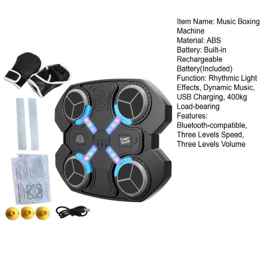 Музыкальный боксерский тренажер с перчатками Настенный Bluetooth-совместимый электронный смарт-светодиодный боксерский тренировочный мишень для бокса Домашнее оборудование для тренировок