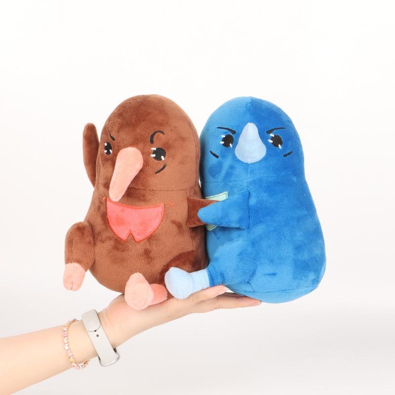 Dance Birds Plush Toy Cute Brown Bird and Blue Bird Stuffed Doll Soft Fluffy Cartoon Character Plushie Collectible Gift for Fans Kids Home Room Decor