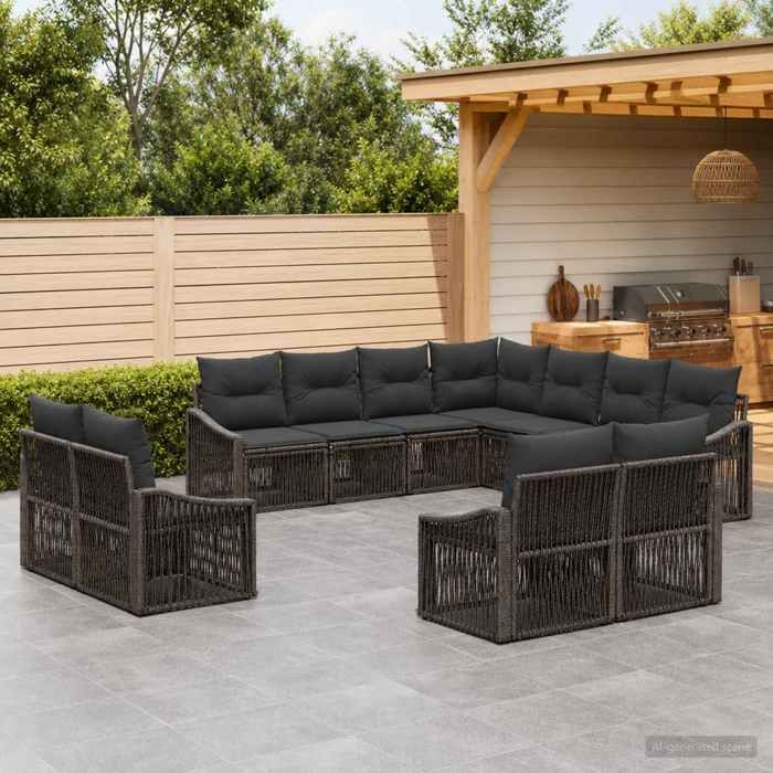 Maison Exclusive - Ensemble de canapé de jardin 11 pc 11 place Gris polyrotin