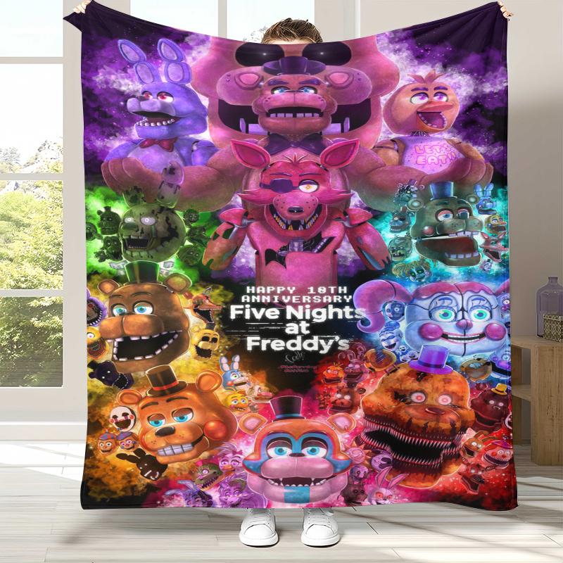 Плед Фланелевый Ужасы Фредди F-FNAF Игры, Ультра Мягкий Теплый Плюшевый Плед для Дома Спальни Кровати Дивана, Офиса, Кемпинга, Пикника
