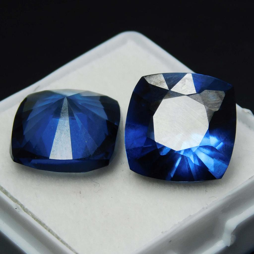 Квадратная огранка «кушон» Синий Натуральный САПФИР 20 Карат Пара Свободных Драгоценных Камней СЕРТИФИЦИРОВАННЫЙ A-5182