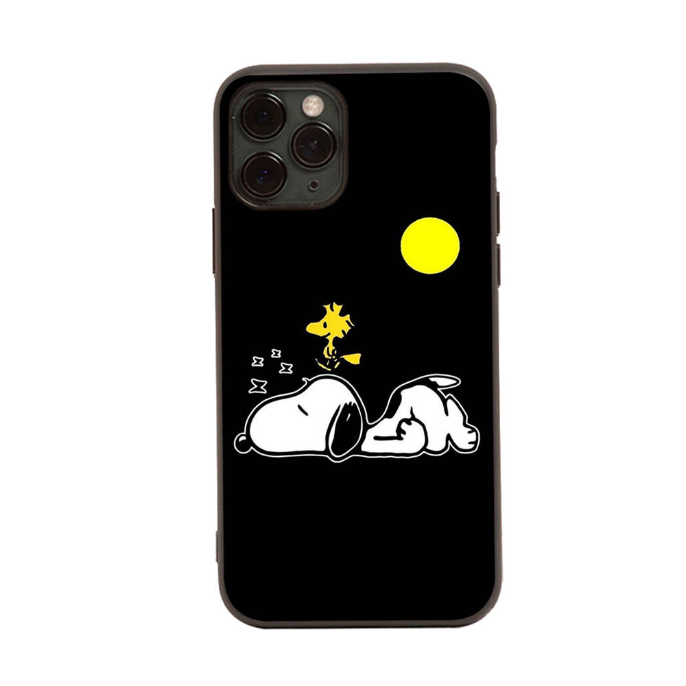 SM7 Snoopy черный мягкий чехол для iPhone 16 15 Plus 14 13 Pro 8 SE XR XS Max P30 Nova 5T Y5P Y6 Y7 Y8P Y9 Realme C30 C33 C31 VIVO Y36 V27