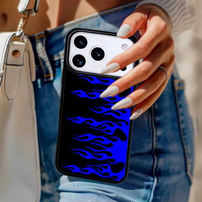 Красный Синий Огненный Чехол Для Телефона Для iPhone 17 Air 14 15 13 12 Max Чехол Для Apple 16e 11 Pro Max Plus Coque