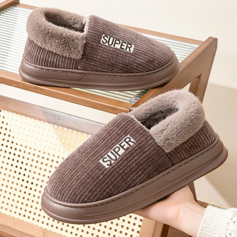 Большие размеры 50 51 мужские зимние теплые пушистые тапочки для пар повседневные спальные туфли на плоской подошве для улицы нескользящие шлепанцы модная обувь