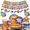Dart War Party Supplies,162pcs Dart War Birthday Decorations Tableware-Dart War Party Plates Cups Dart War Banner Etc Gun Birthday Party Supplies