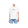 Calvin Klein Джинсы с вышитыми буквами, удобные футболки с круглым вырезом и коротким рукавом, мужские топы, белые 40EM289-YAA