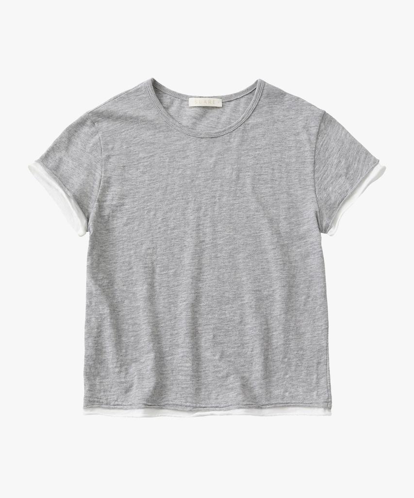 SUARE WOMEN Slub Layered Half Sleeve Melange