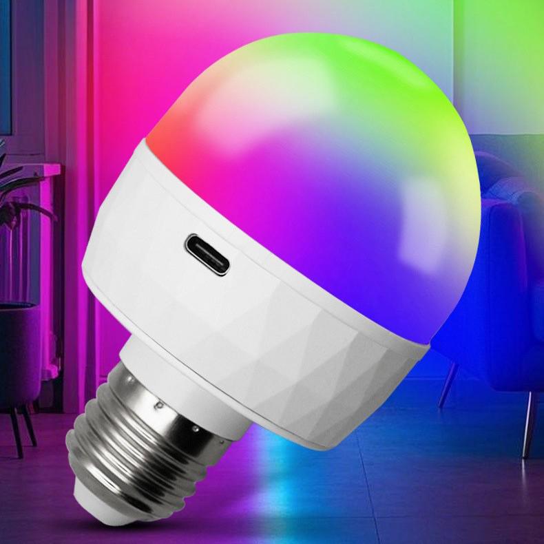 Беспроводная RGB LED лампочка с магнитом и зарядкой Type-C для дома, кемпинга и использования на открытом воздухе
