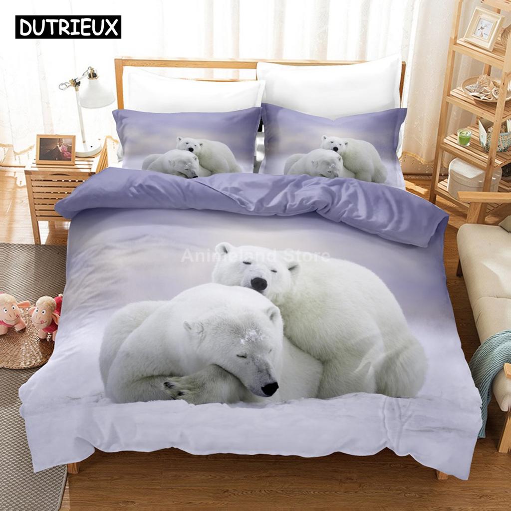 Polar Bear Bedding Set Animal Lovely Quilt Duvet Cover Sets Home Decor Bed Twin Single Queen King Size Fashion Scenery Kawaii