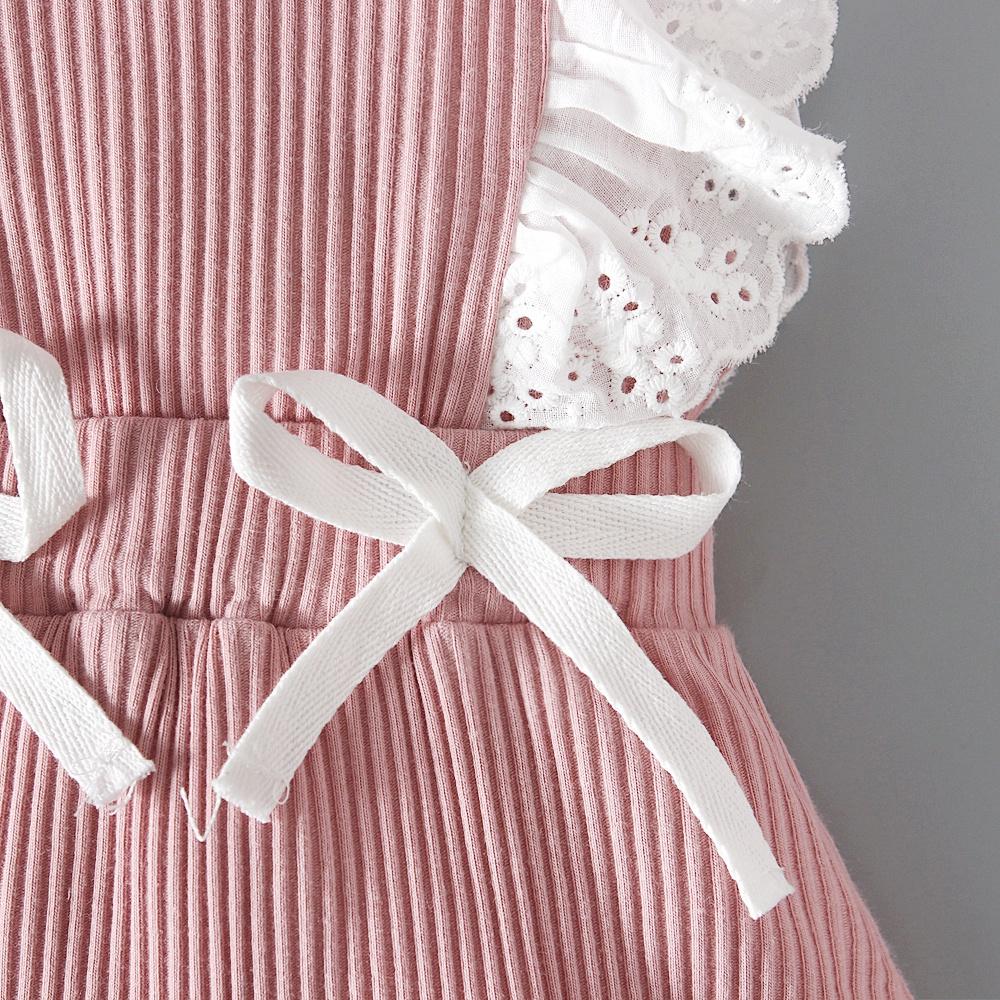 Комбинезон с кружевными рукавами для новорожденных девочек, комбинезон, одежда для детей 0–24 месяцев