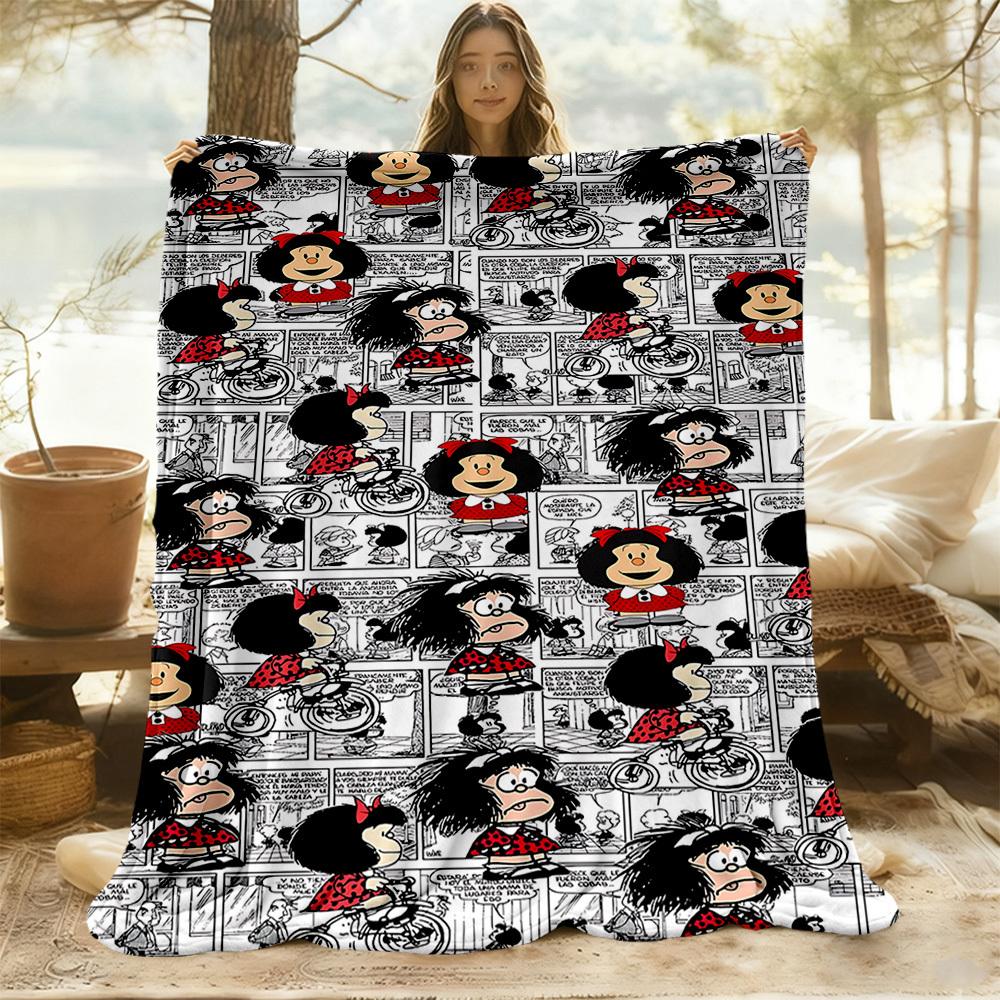 1PC Mafalda Comics Outdoor Blanket Lightweight Flannel, Soft & Warm, All-Season Use for Sofa, Outdoor, Camping, Living Room, Office31