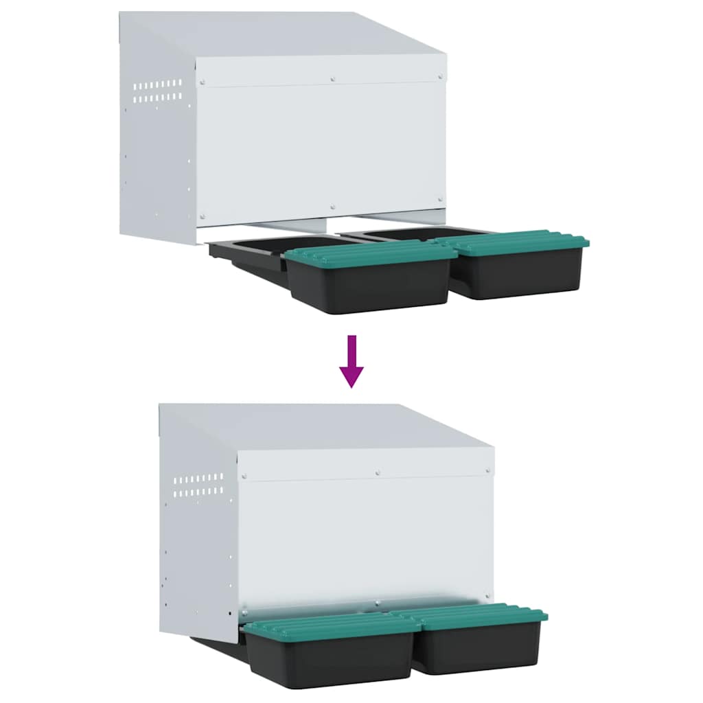 Chicken Nest Box 2 Compartments Wall Mounted Galvanized Steel