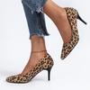 Women Fashion Suede Leopard Print Heels Pumps Autumn Slip On Pointed Toe Wedding Shoes Woman Thin Heeled Party Shoes Big Size 42