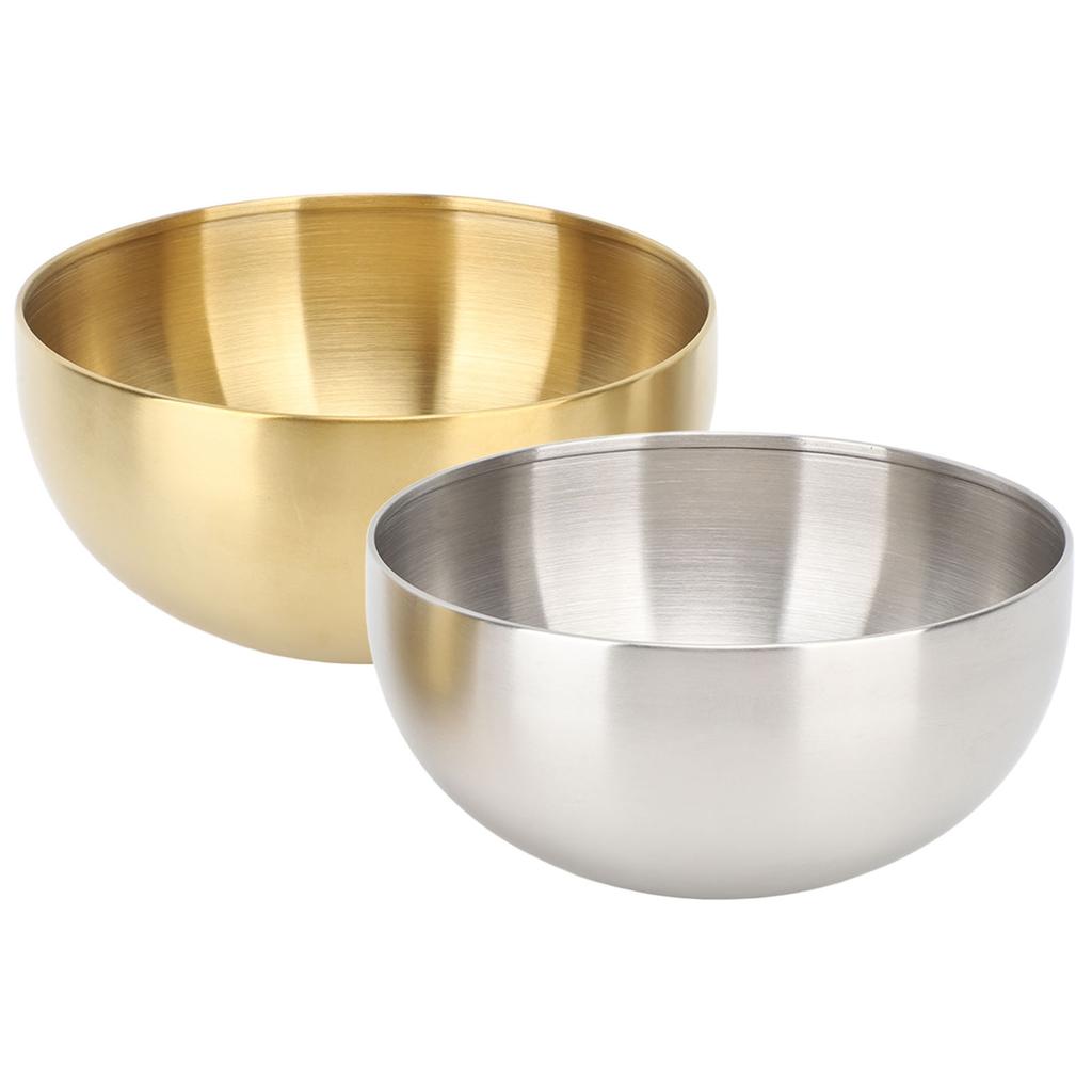 2pcs Stainless Steel Salad Bowl Double Walled Insulation Mixing Bowls Portable Round Bowl for Pasta