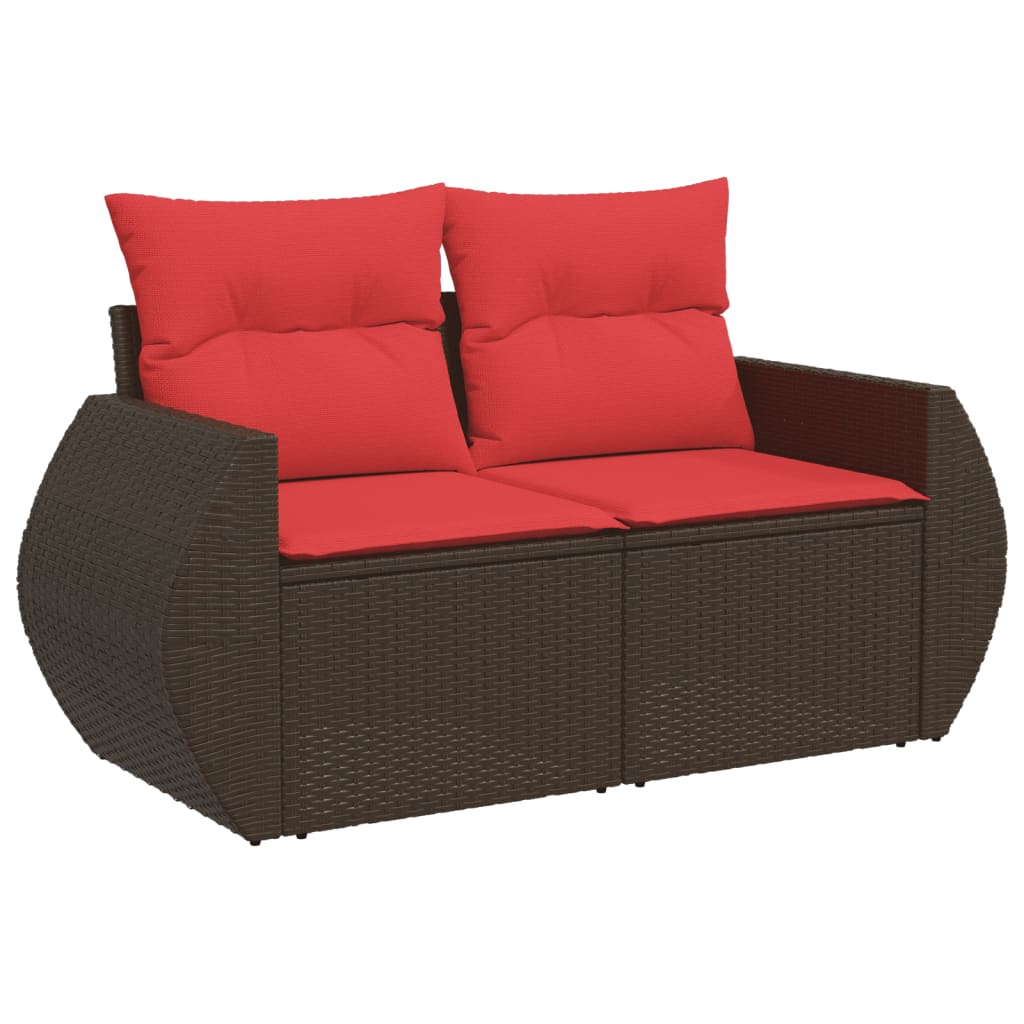 11 Piece Garden Sofa Set with Cushions Brown Poly Rattan