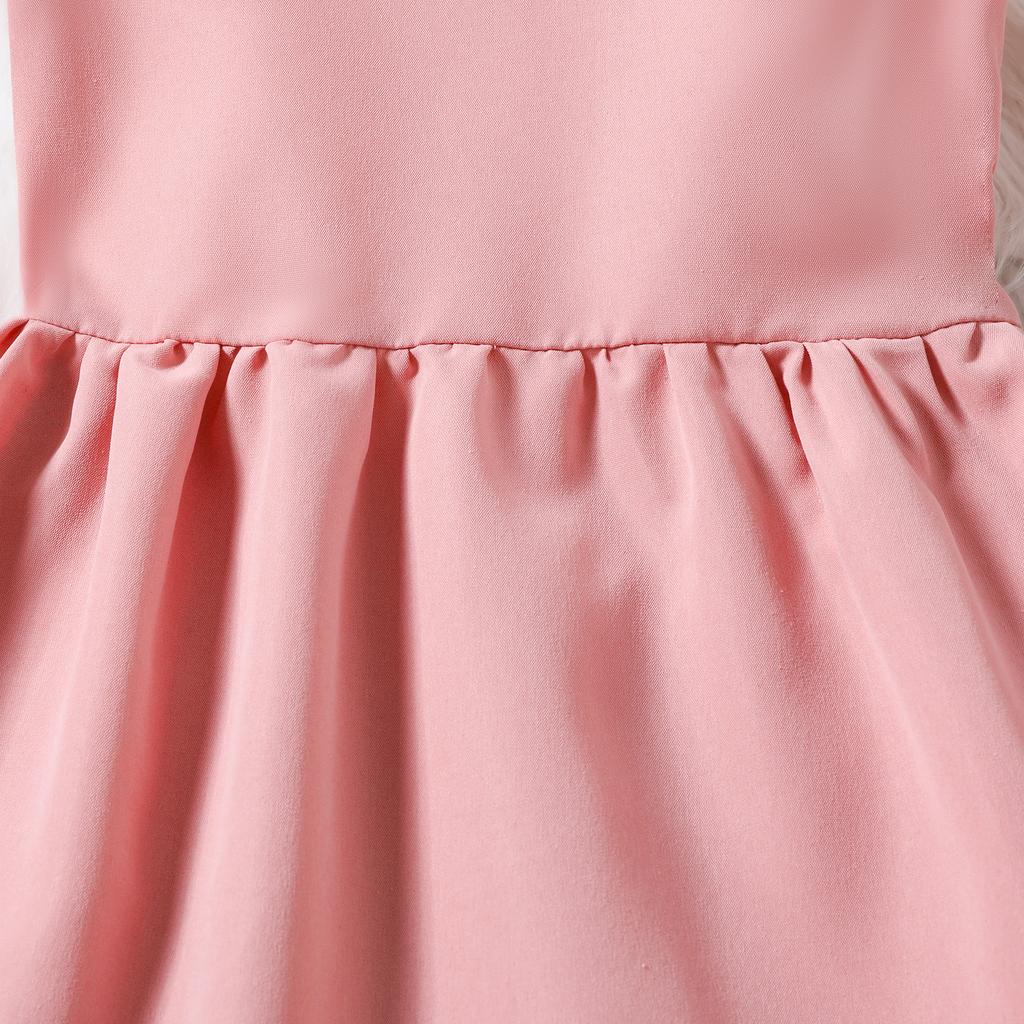 Children Clothing Girls Summer Solid Color Backless Bow Dress Princess Daily Casual Dresses for 2-7 Years Old