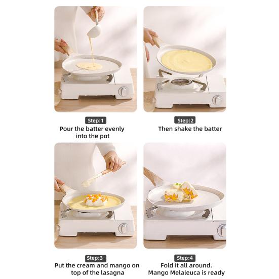 Granite Tortilla Pan Non-Stick Frying Pan for Pancakes Dumplings High Temperature Resistant Skillet Flat Pan