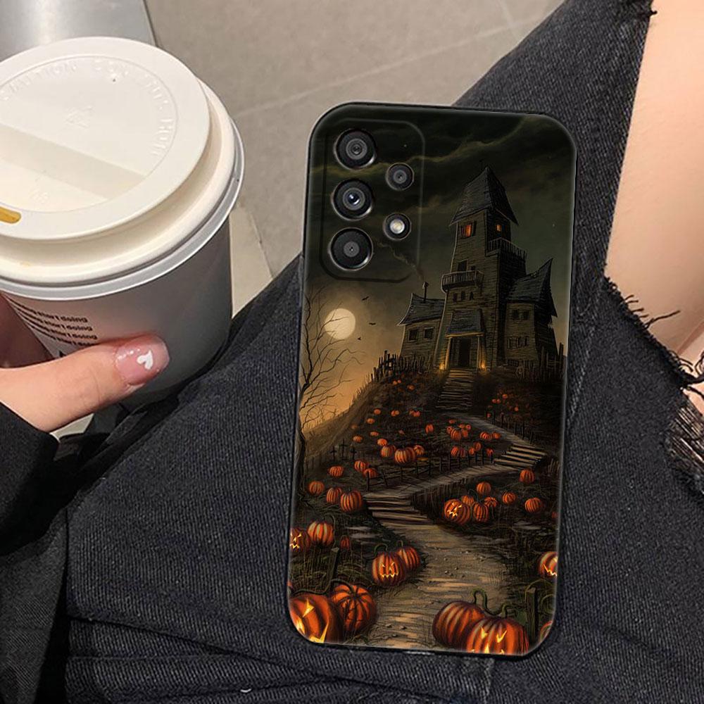 Чехол для телефона на Хэллоуин с тыквой и летучей мышью для Samsung A73 A72 A71 A57 A56 A55 A54 A53 A52 A51 A37 A36 A33 A32 A23 A22 A16 A15 A14