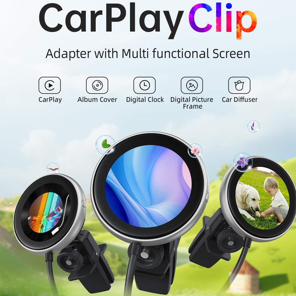 1,6-дюймовый беспроводной Carplay Clip Двухъядерный 1,0 ГГц ARM Cortex A7 Автомобильные цифровые часы Фоторамка Wifi Bluetooth Carplay Clip