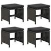 Day and Night - Day and Night Garden Stools 4 Units and Black Synthetic Rattan Cushions