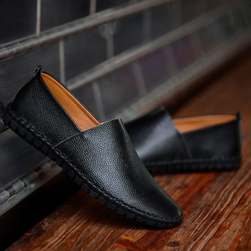 Большие размеры Мужские мягкие туфли из натуральной кожи слипоны Black Hole Shoes Туфли из натуральной кожи с дышащими вставками Мужские повседневные британские туфли