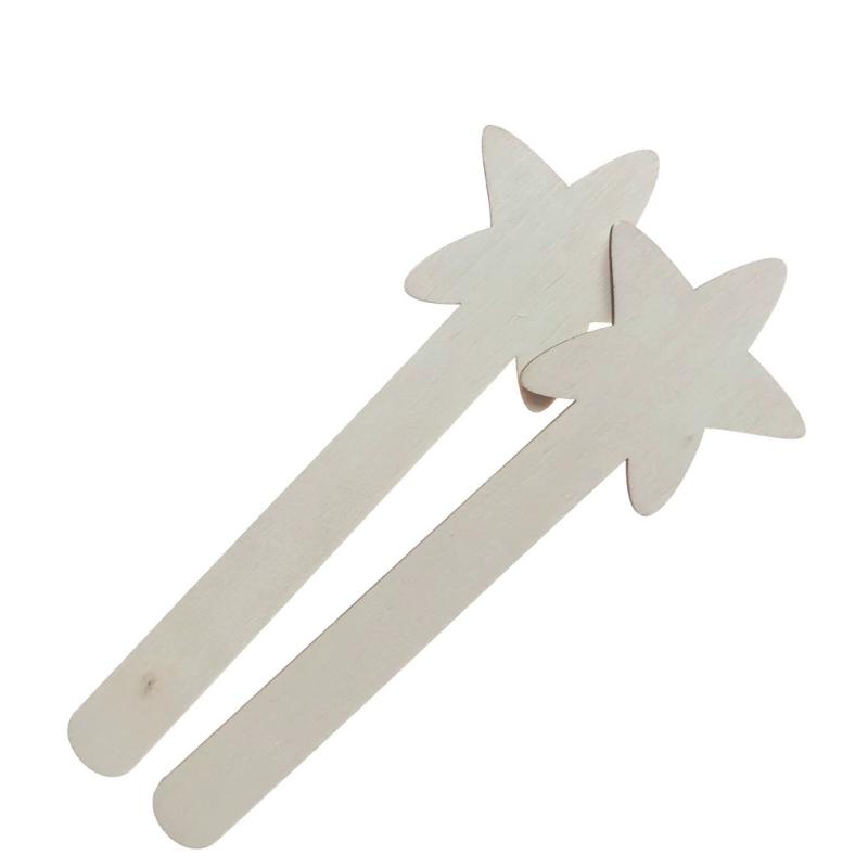 60Pcs Wooden Five Point Star Wand Slices Unfinished Wood Star Wand For Kid Adult Painting Kid Birthday Christmas Party
