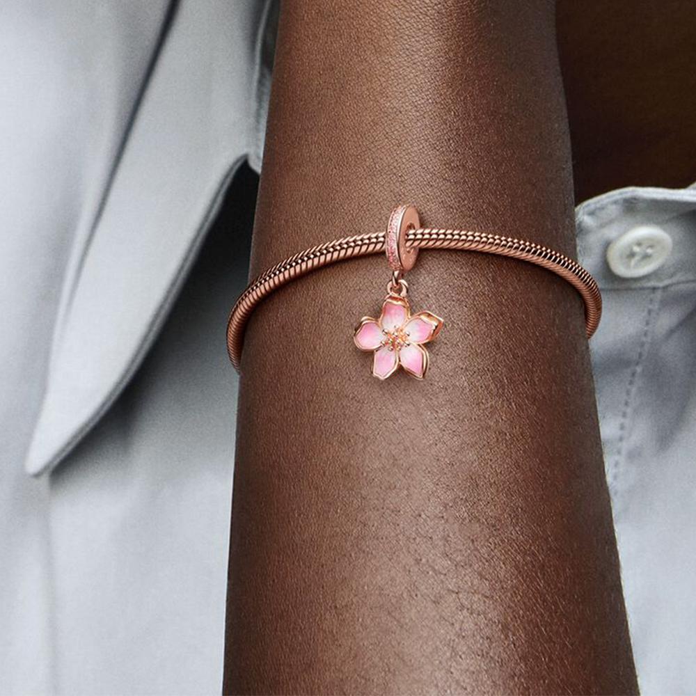 S925 Серебряный темно-фиолетовый цветок анютины глазки висячие подвески подходят для оригинального очарования DIY ювелирные изделия для женщин подарки на день рождения