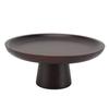 Simple Tall Fruit Plate Household Solid Wood Round High Fruit Cake Tray Tall Fruit Bowl Black