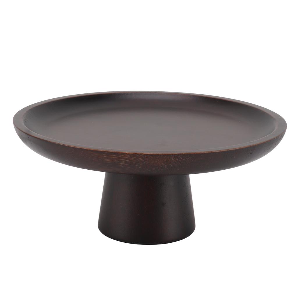 Simple Tall Fruit Plate Household Solid Wood Round High Fruit Cake Tray Tall Fruit Bowl Black