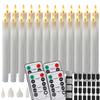 Rechargeable Taper Candles with Remote & 24Pcs Plastic Lamp Head Flickering Flameless Dripping Wax Window Candlesticks Home Deco