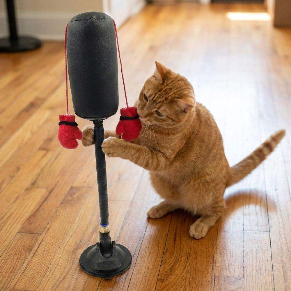 Suction Cup Cat Boxing Toy Self-standing Cat Boxing Game Pet Punching Bag Toy Kitten Teasing