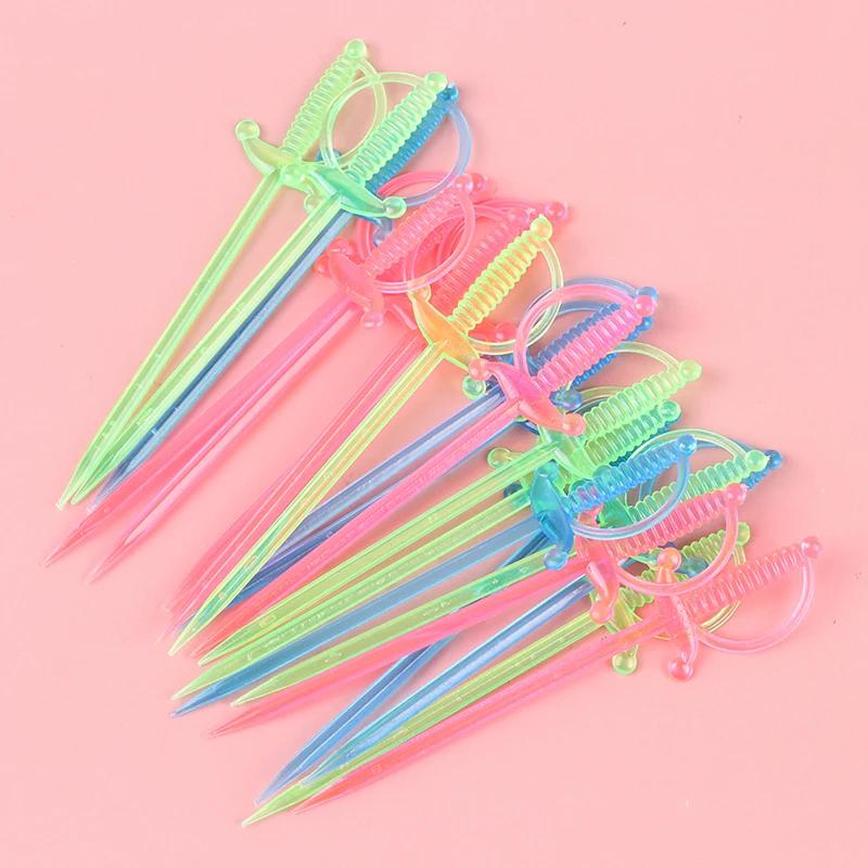 50pcs Mixed Color Plastic Epee Buffet Sticks For Fruits Cocktail Snack Food Fork-Homeclub