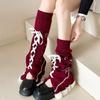 Christmas Bow Tie Slouch Leg Warmers Atmosphere Knitted Leg Sleeves Star Sweet and Cool Lolita Calf Socks