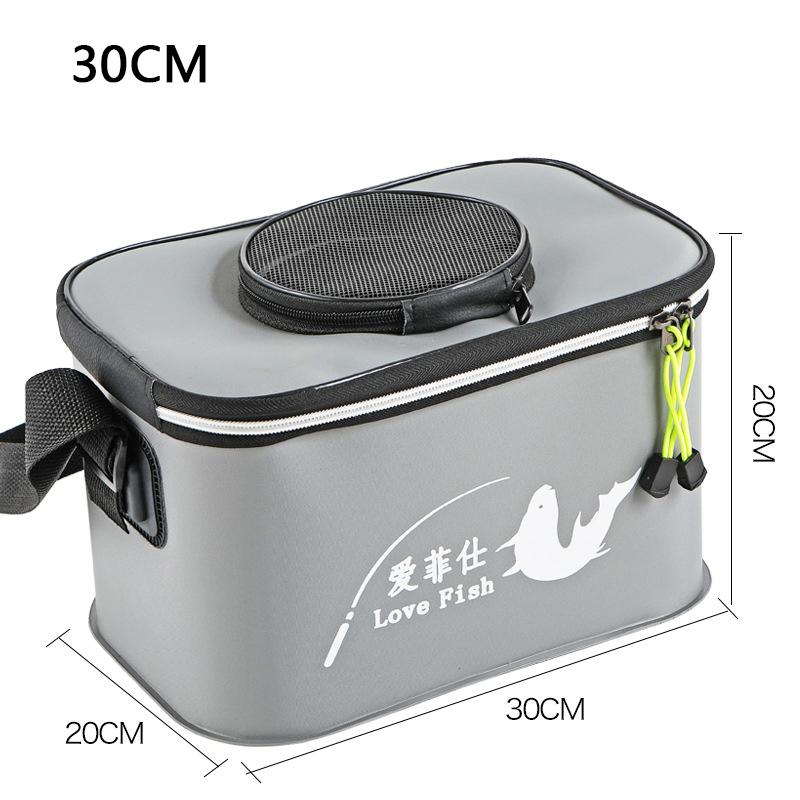 Foldable Wear-resistant Waterproof EVA Fishing Barrel Fishing Box Tools Box Optional Rechargeable Oxygen Pump 30cm/35cm/40cm/45cm/50cm Size Choices