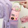 Cartoon Thermal Cup Double Drinking Straw Coffee Cup Portable Insulated Cup  For Girls