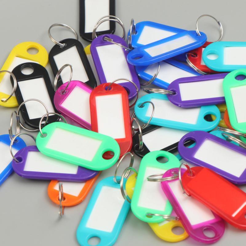 10-100pcs/lot Tough Plastic Key Tags with Split Ring Label Window for DIY Key Chain Kit Numbered Name Baggage Luggage Tags