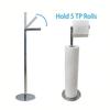 Rust-Proof Stainless Steel Paper Roll Stand Single Pole Floor Standing Paper Dispenser  Bedroom