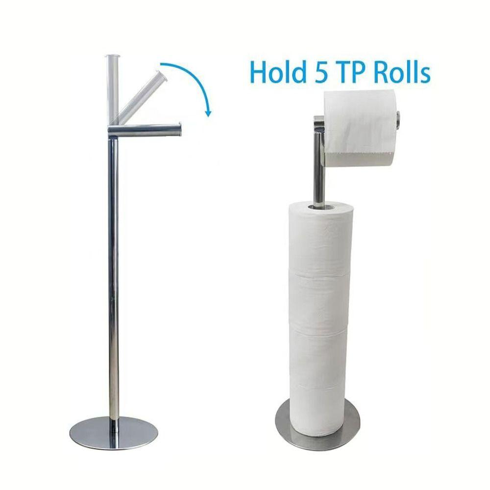 Rust-Proof Stainless Steel Paper Roll Stand Single Pole Floor Standing Paper Dispenser Bedroom
