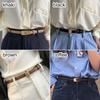 Fashion Vintage Casual Thin Waist Strap Leather Belt Trouser Dress Belts Metal Buckle Waistband