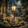 Hand-Painted Resin Outdoor Figurine Light Solar Landscape Decor Light  Lawn Ornament