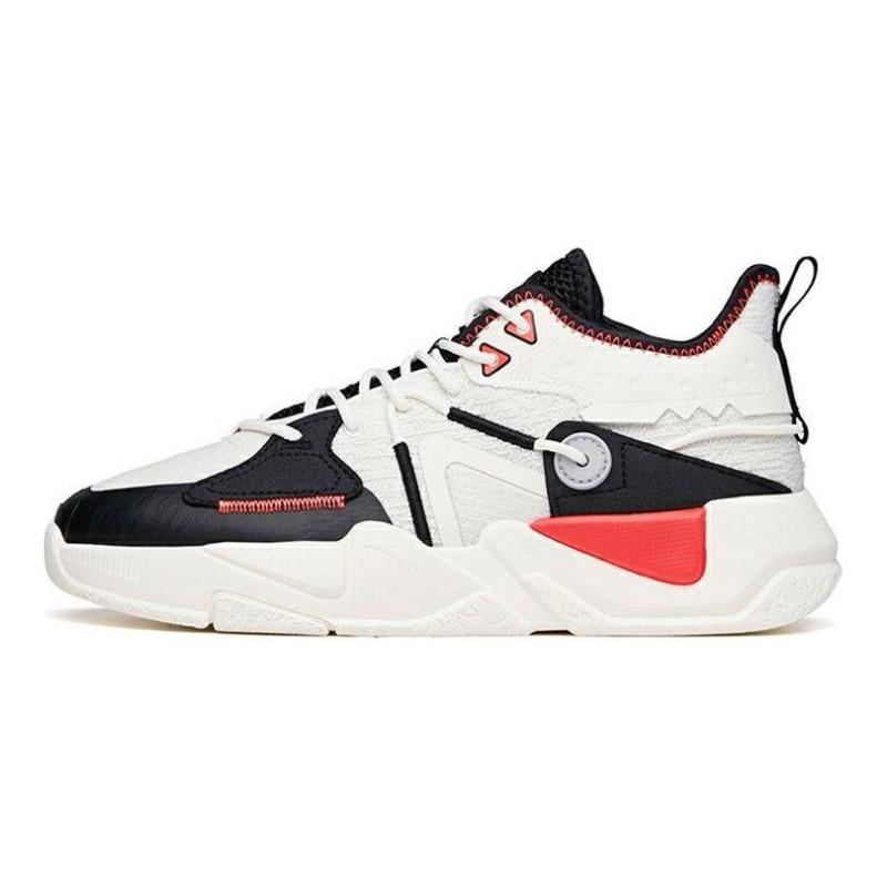 Anta Lifestyle Series Reject Mediocrity Spliced Casual Low-Top Sneakers Men Sneakers Black White Red 112138084-2
