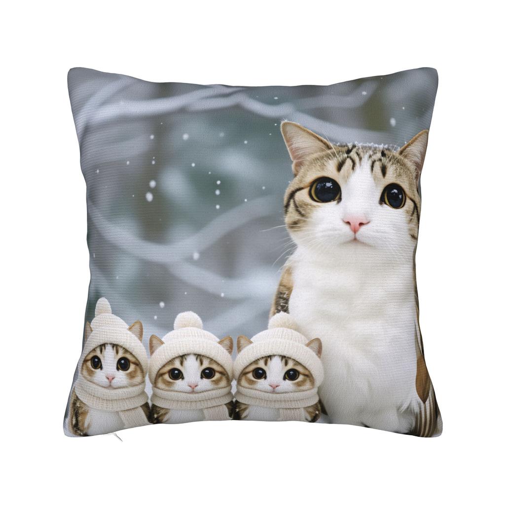 Rainbow Forest Meowl Cat Pillow Cover Soft Cushion Cover Cute Funny Pillow Case For Living Room Chair