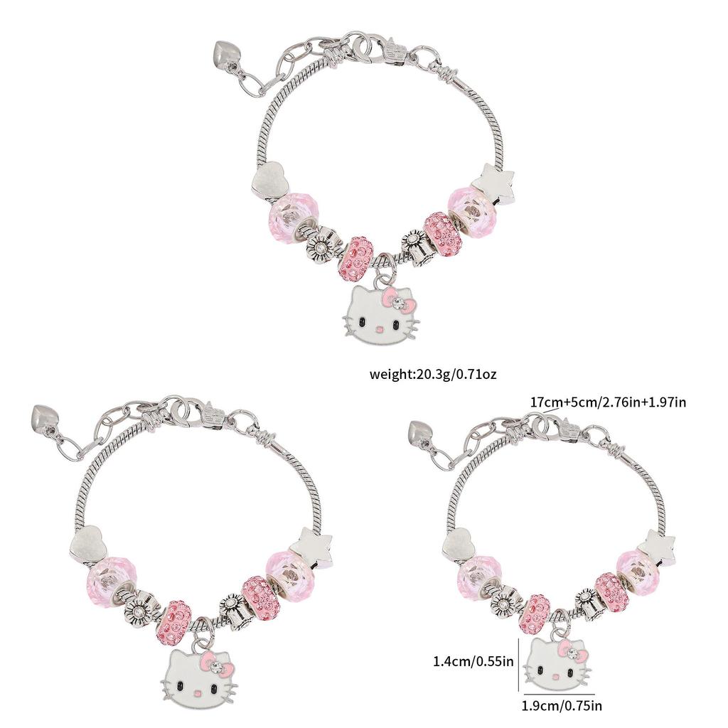 Браслет-шарм с мультяшными персонажами Hello Kitty и бусинами из цинкового сплава Для подарков и аксессуаров